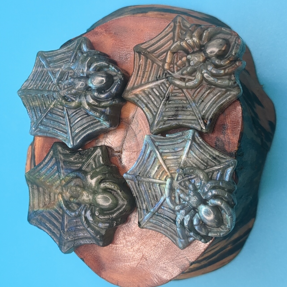 Intuitively chosen and insanely flashy labradorite spider